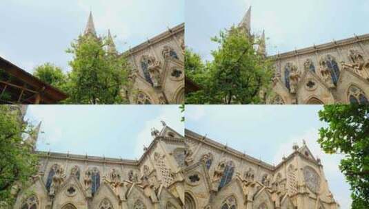 广州圣心大教堂 欧式建筑 历史景观高清在线视频素材下载