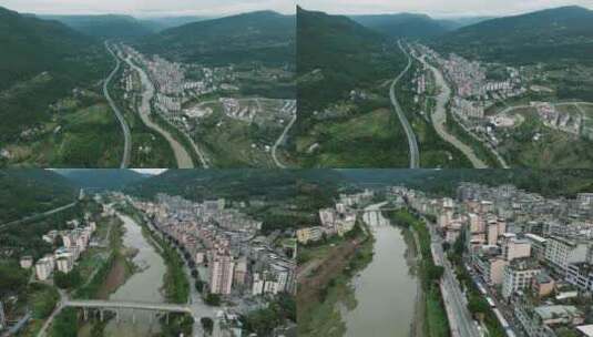 巴中市南江县正直镇航拍风景高清在线视频素材下载