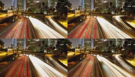 城市夜晚道路延时拍摄光影高清在线视频素材下载