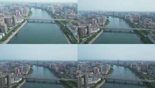 衡阳城区湘江两岸航拍高清在线视频素材下载