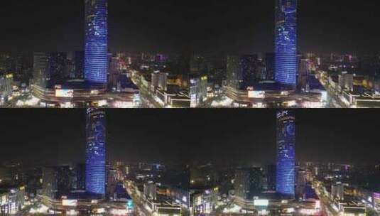 航拍江苏徐州苏宁广场夜景高清在线视频素材下载