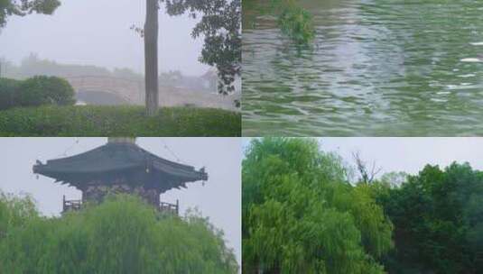 江苏苏州姑苏寒山寺江南水乡下雨季游客风景高清在线视频素材下载