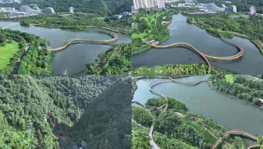 六盘水明湖国家湿地公园绿色高清在线视频素材下载