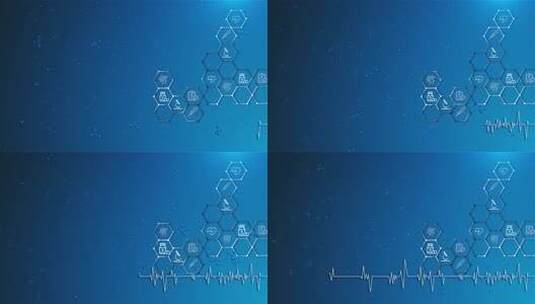 六边形几何背景分子结构与六边形模式科学研高清在线视频素材下载