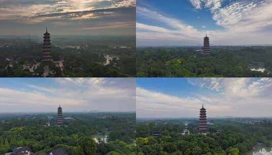 江苏省扬州市瘦西湖大明寺延时航拍合集高清在线视频素材下载