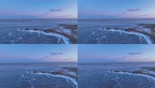 航拍冰湖暮色高清在线视频素材下载