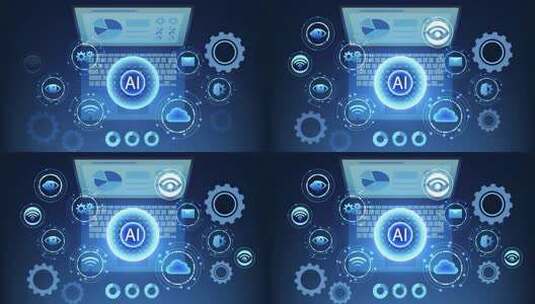 AI与笔记本电脑科技元素画面高清在线视频素材下载