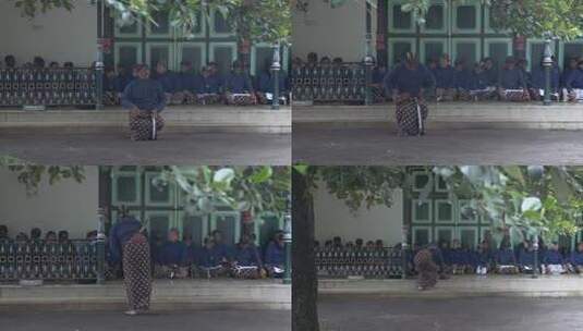 印尼爪哇日惹皇宫侍卫仆人传统建筑文化遗产高清在线视频素材下载