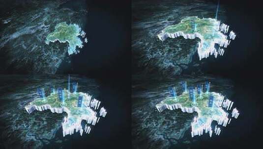 俯冲台州市三维地图高清AE视频素材下载