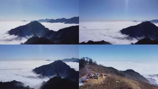 西岭雪山 雪景 大雪覆盖的自然风光 航拍高清在线视频素材下载