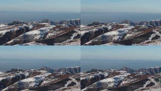 麻田岭雪景航拍 北方群山冬季雪景高清在线视频素材下载