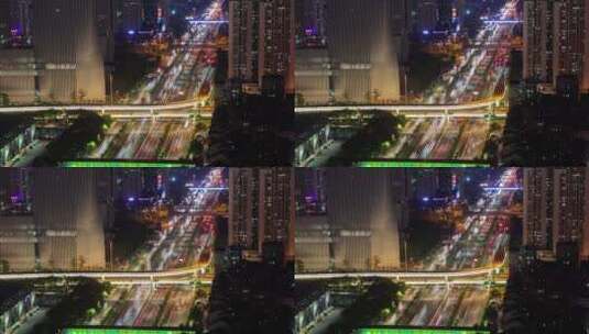 深圳夜晚公路交通的延时摄影高清在线视频素材下载