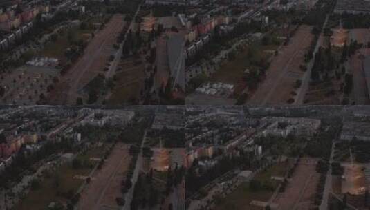 航拍城市的上空高清在线视频素材下载