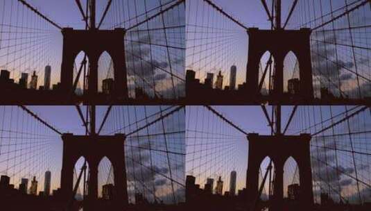 日落中的大桥剪影高清在线视频素材下载