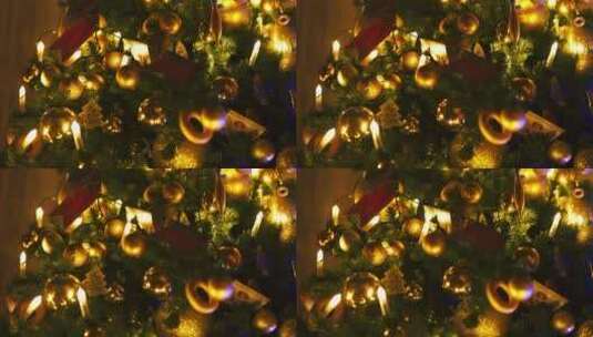 装饰好的圣诞树细节拍摄高清在线视频素材下载