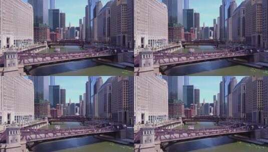 市中心跨河大桥高清在线视频素材下载