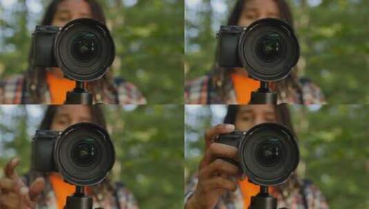 男人用相机拍照高清在线视频素材下载