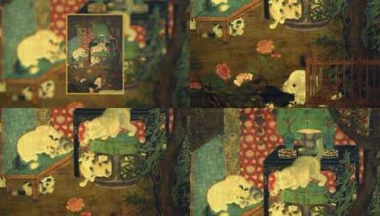 宋代国画《戏猫图》高清在线视频素材下载