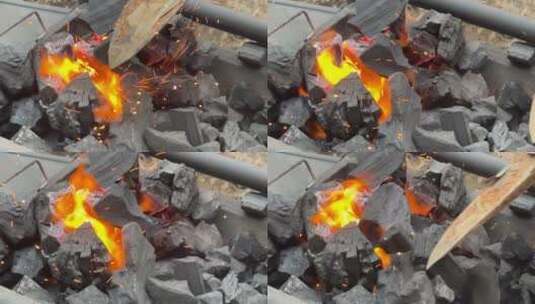 烧烤炭火火星子煤炭高清在线视频素材下载
