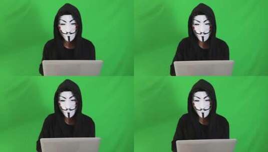 网络黑客入侵绿幕抠图素材高清在线视频素材下载