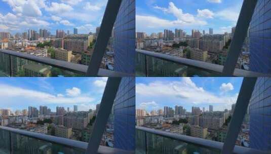广州城市密集建筑与蓝天白云延时摄影高清在线视频素材下载
