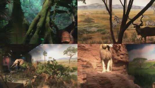 浙江自然博物馆狂野之地，野生动物展高清在线视频素材下载