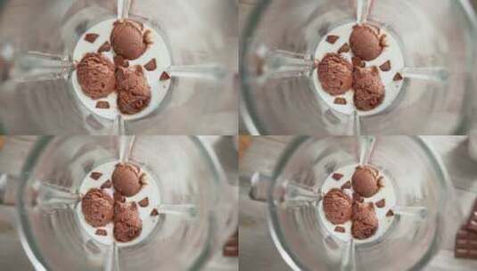 用搅拌机制作巧克力奶昔高清在线视频素材下载