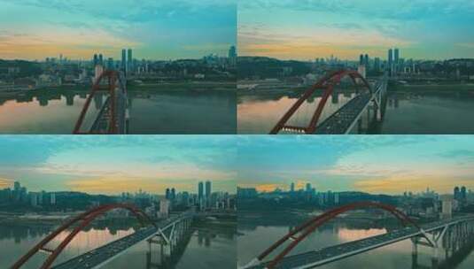 重庆菜园坝大桥航拍高清在线视频素材下载