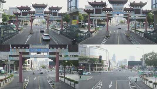 宁波城隍庙步行街牌坊商业街4K航拍高清在线视频素材下载