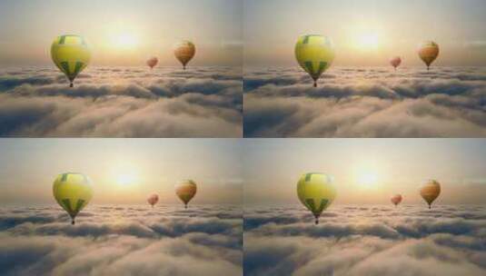 云海上的热气球高清在线视频素材下载