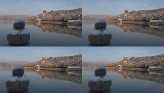 电影镜头北京颐和园雪后的万寿山高清在线视频素材下载