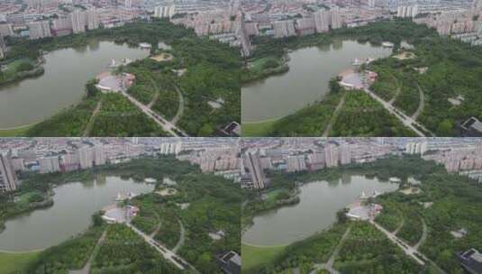 上海杨浦区黄兴公园4K航拍高清在线视频素材下载