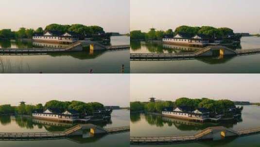 江南水乡里的寺庙高清在线视频素材下载