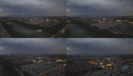 暴风雨来临前的城市夜景高清在线视频素材下载