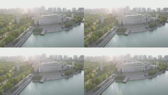 上海复旦大学江湾校区4K航拍原素材高清在线视频素材下载