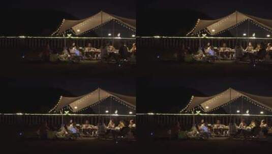 温馨的一家人正在露营野餐高清在线视频素材下载