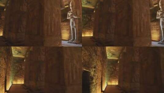 阿布辛贝勒神庙石柱雕塑高清在线视频素材下载