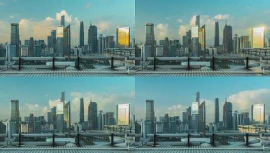 广州珠江新城CBD摩天大楼蓝天白云延时风景高清在线视频素材下载