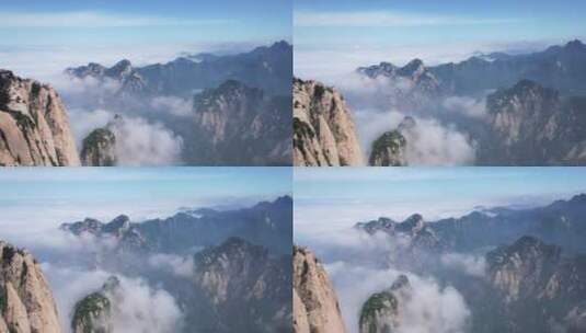 航拍陕西西岳华山山顶云海自然风光高清在线视频素材下载