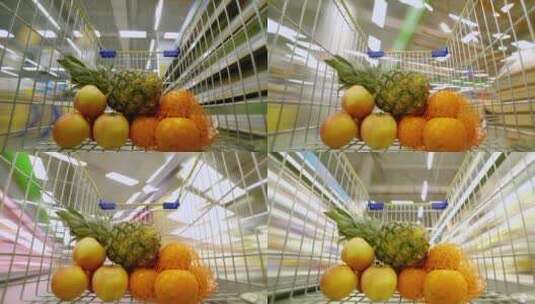 逛超市超市小推车视角高清在线视频素材下载
