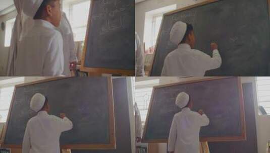 穆斯林女教师让学生进行板演高清在线视频素材下载