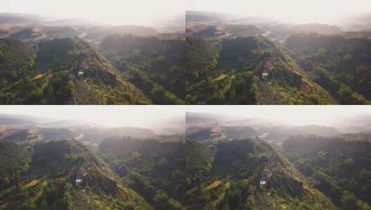 航拍的山脉树林景观高清在线视频素材下载
