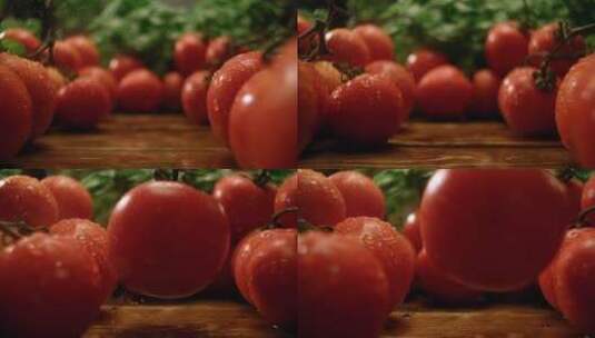 番茄西红柿圣女果慢镜头特写高清在线视频素材下载