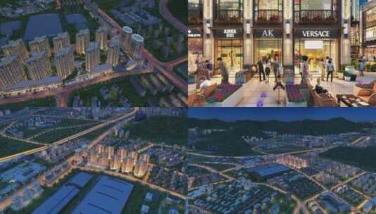 城市夜景商业街三维动画镜头高清在线视频素材下载