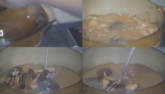 甲鱼汤 熬汤 各种汤 粉汤 熬龟苓膏高清在线视频素材下载