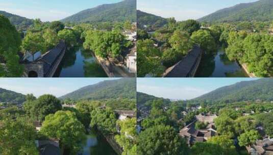 惠山古镇航拍河流高清在线视频素材下载