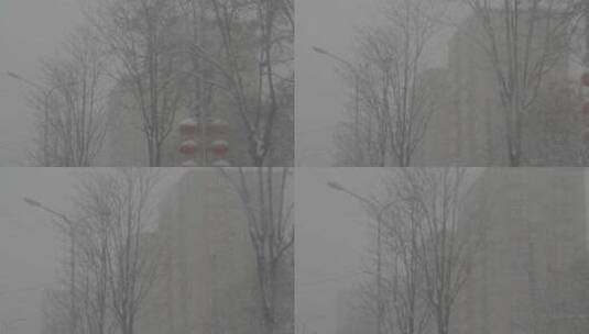 城市大雪出行 城市街道雪景高清在线视频素材下载
