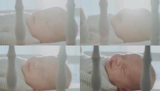 在太阳下的可爱的新生儿婴儿宝宝特写高清在线视频素材下载