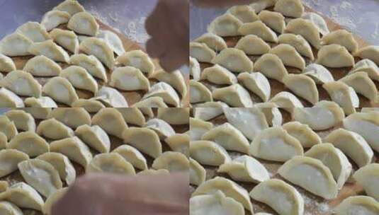 包饺子捏饺子团圆饭高清在线视频素材下载