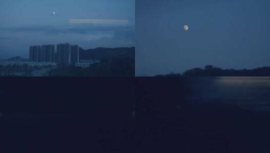 行驶中的火车窗外的月亮和远山4k视频素材高清在线视频素材下载